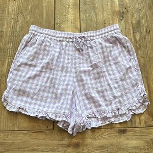 Crown and Ivy Purple and White Gingham Ruffle Shorts